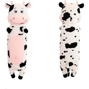 TEFU Lovely Creative Milk Cow Plush Pillow Toys Soft Stuffed Cartoon Animal Cattle Doll Bedroom Sleeping Pillow Cushion,Gifts for Friends Kids (70cm/27.5in)
