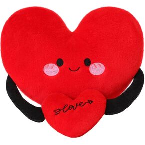 Red Heart Plush Toy Cute Heart Stuffed Animal Soft Pillow Plushies Kawaii Shape Plushie Day Gifts Birthday for Kids Lover Decor 8 inch