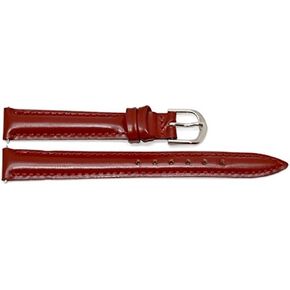 12MM Leather Smooth Stitched RED Watch Band Strap