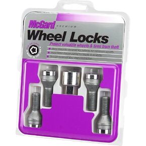 MCGARD 27000 Chrome Bolt Style Cone Seat Wheel Locks (M14 x 1.5 Thread Size) - Set of 4