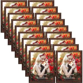 PETAFLOP Wooden 4x6 Picture Frame Set of 18, Rustic Brown Photo Frames Fits 4 by 6 for Wall or Tabletop Display