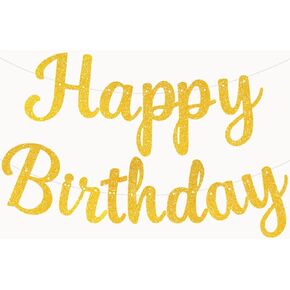 Accevo Black Happy Birthday Sign 10 Feet Pre-Strung Glitter Black Happy Birthday Banner NO DIY Happy Birthday Banner for Kids & Adults Birthday Party Decorations Happy Birthday Garland