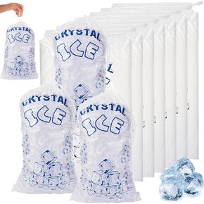 100 Pcs 20 lb Plastic Ice Drawstring Bag 28 x 14 Inch Drawstring Pack Clear Plastic Packaging Storage for Ice Storage with Draw String Closure