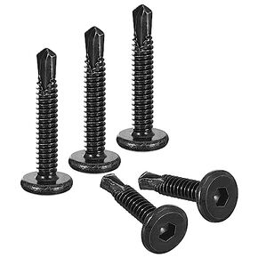 uxcell Hex Socket Self Tapping Screws, 10 x 3/4" 410 Stainless Steel Sheet Metal Flat Head Drilling Screw 50pcs, Black