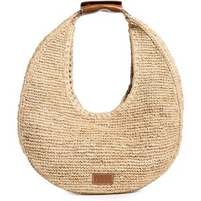STAUD Women's Large Raffia Moon Tote Bag