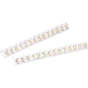 MECCANIXITY Adjustable Removable Mini Cube Price Tag Display Number Letter Price Label Stand Block Kit for Shop Counter Black on Clear,3.8x6.9mm,14 Sets