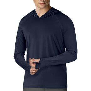 Hoodies for Men Rash Guard UPF 50 Sun Protection UV Fishing Shirts Long Sleeve Outdoor Swim Running Water Shirt Quick Dry Athletic Workout Rashguard Cooling Clothing Gray Blue 2XL
