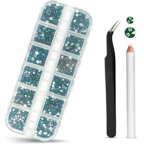 Silver Rhinestones Set 8250 Pcs in 8 Sizes- Flat Back Rhinestones for Crafts with 2 Storage Boxes, 1 Tweezer & 1 Picking Pen – Lead-Free & Easy to Use - Perfect for Nails, Shoes, Bags