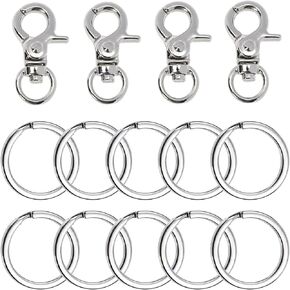 Dog Tag Clips Penta Angel 4Pcs Pet ID Name Tag Buckle Clips with 10Pcs Key Rings for Dog Cat Puppies Collars and Harnesses