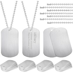 200Pcs Military Dog Tags, Rectangle Blank Metal Stamping Tags Set Including 100Pcs Aluminum Blank Dog Tags 100Pcs Ball Steel Chains Personalized Pets Tags for DIY Decorative Craft (Black)