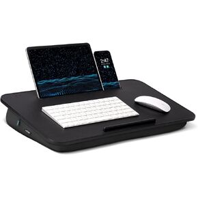 Lap Desk, Lap Desk with Cushion, Lap Desk for Laptop, Fits up to 17 inch Laptop, Removable and Washable, Laptop Desk for Bed, Couch, Home Office, Black, L.DOCTOR (Large)