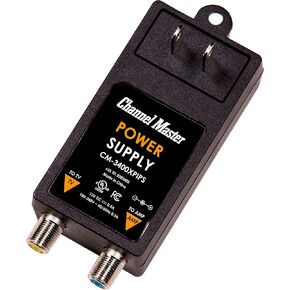 Channel Master Power Over Coax Adapter for Cable TV Antenna Amplifiers and Preamplifiers - Signal Booster Power Inserter - 12V DC 0.5A | CM-3400XPIPS