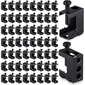 Tandefio 200 Pcs 1/4"-20 Spring Steel Beam Clamps Metal Beam Hangers Bolt on Clamp for Installation on Beams 1/4" and 3/8" Threaded Rod, S Hooks and Bridle Rings for Pipe Cable Woodworking Tool