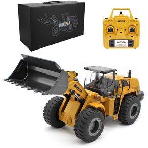 Ailejia 1/14 RC Wheel Loader 10 Channel Remote Control Front Loader Construction Tractor 2.4GHz Metal Bulldozer Toy