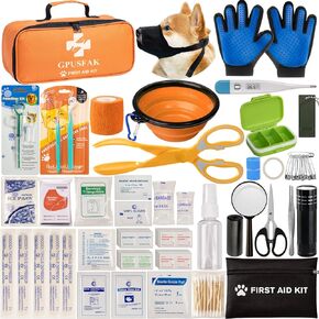Dog First Aid Kit - Pet First Aid Kit for Dogs with Pooper Scooper First Aid Supplies for Home Camping Hiking Traveling Hunting and Sports