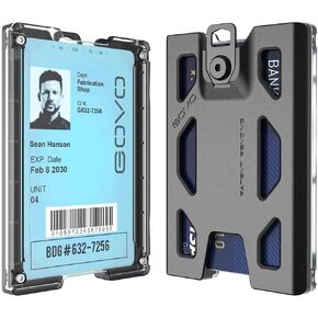 GOVO T4 Badge Holder No-Clip Version - Durable Polycarbonate ID Card Holder Holds 1 to 4 Cards (Black)