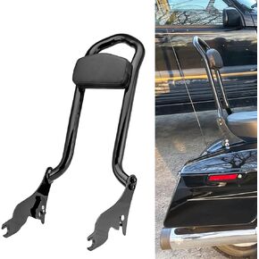 Wsays 1.3" Fat Bar Sissy Bar Passenger Backrest w/Pad Compatible with 2009-2024 Harley Touring Road King Road Glide Street Glide Electra Glide 27" Tall
