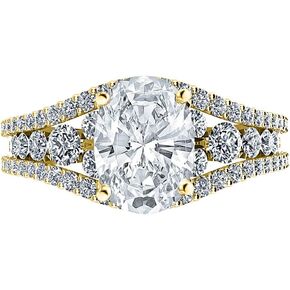 14K White Gold 4 Carat LAB GROWN DIAMOND Designer Channel Set Oval Cut Diamond Engagement Ring (G-H Color VS2-SI1 Clarity 3 Ct Center)