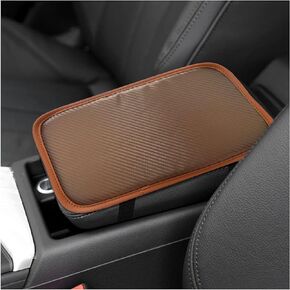 Augeny Car Center Console Pad, Carbon Fiber Leather Auto Armrest Cover Protector, Waterproof Car Armrest Seat Box Cover, Universal Vehicle Interior Accessories for Car SUV Truck (Beige)
