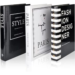 Fashion Decorative Book Stack,Set of 3 Hardcover Modern Decorative Books,Fashion Design Book Set for Coffee Table(Fashion/Paris/Style)