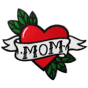 Cute-Patch Tattoo Heart Love Mum Mom Embroidered Iron on sew on Patch Mother's Day Gift