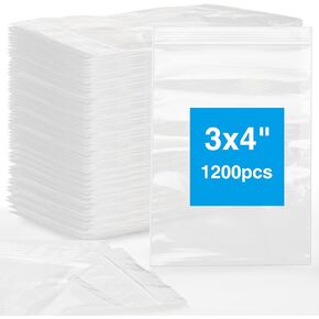 1200 قطعة من أكياس بلاستيكية صغيرة مقاس 3 × 4 بوصة من Aubeco، أكياس بسحاب شفافة سعة 2 مل، حقائب مجوهرات قابلة للإغلاق، حقائب بسحاب علوي للأعمال الصغيرة، التخزين، السفر، التعبئة والتغليف