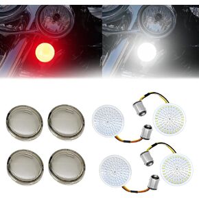 KEVWR 1157 LED Turn Signals Front RearLights Super Bright Bulbs Lens Covers Kit 1986-2023 Compatible for Harley Davidson Touring Dyna Softail Sportster Street Glide Road Glide Iron smoke lens cover