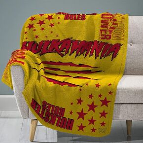 Sleep Squad WWE Hulk Hogan 60" x 80" Rachel Plush Blanket –Wrestling Superstar Super-Soft Throw