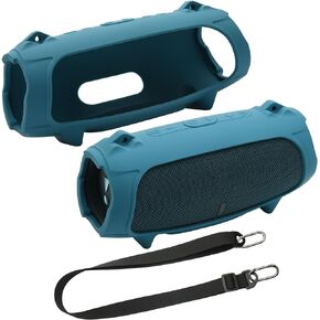 TXEsign Silicone Case Cover for JBL Charge 5 Portable Bluetooth Speaker, Travel Carrying Protective Case w Shoulder Strap Holder Full Protection Cover for JBL Charge 5 Accessories (Black)