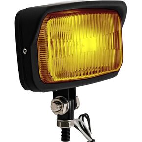 Vintage Motorcycle Headlight 6.5"x 3.5" Upgraded LED Front Spotlight, Square Headlamp With Visor Bottom Mount, Universal Fit for Chopper Bobber Harley Cafe Racer - Black Housing Amber Lens