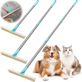 مزيل شعر الحيوانات الأليفة من رانمو بيتس، سجادة Ra-ke بمقبض قابل للتعديل مقاس 52 بوصة ومكشطة معدنية عريضة للغاية مقاس 11.8 بوصة، مزيل شعر الحيوانات الأليفة المتين لإزالة الفراء المضمن من السجاد أو الدرج أو البساط، مزيل شعر الكلاب in Kuwait