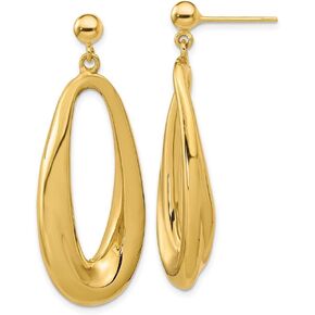 FJC Finejewelers 14 kt Yellow Gold Polished Hollow Oval Hollow Post Dangle Earrings 40 x 15 mm