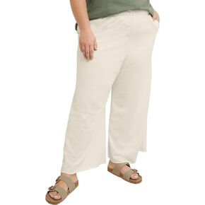 Hanes Womens Originals Wide Leg Crop Pants, Retro Lightweight French Terry Pants, 25