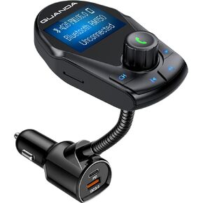 Bluetooth Transmitter Car Bluetooth Adapter, FM Transmitter Wireless Radio Adapter Kit 1.44" Display, MP3 Music Player, PD 30W Dual USB Port Charger Compatible for All Smartphones, Samsung Galaxy, LG