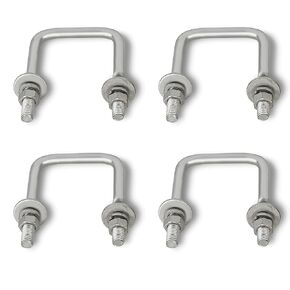 ECOTRIC 4Pcs Boat Trailer U-Bolt Galvanized Square 1/2" x3 1/16" x4 5/16" Steel Silver
