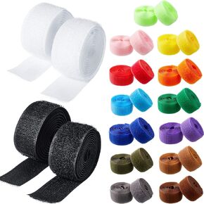 15 Colors 30 Yard Sew on Hook and Loop Tape 1 Inch Wide Nylon Fabric Fastening Tapes Set Non Adhesive Style for DIY Craft Supplies, Each Color Contains 1 Yard Hook and Loop