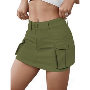 Buauty Women's Cargo Skirt Y2K，Low Waist Mini Skirts for Women Trendy with Pocket