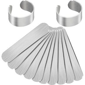 Hotop 12 Pieces Metal Stamping Blanks Aluminum Rings Blanks 0.47 x 2.24 Inch Bending Blanks Rings Blanks for DIY Jewelry Making Customizing Adjustable Ring Size 7-9