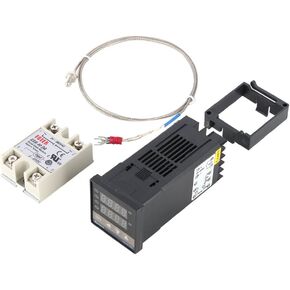 PID Temperature Controller Kit, Digital PID REX-C100 Temperature Controller + 40A Solid State Relay + K Thermocouple GD, AC100-240V