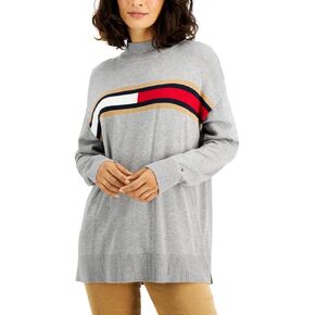 Tommy Hilfiger Womens Knit Oversized Tunic Sweater Gray M