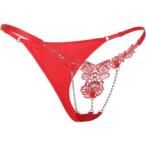 ohyeahlady G String Thongs for Women Rhinestones Shine Sexy Low Rise Bikini Underwear Ladies Plus Size Lingerie Thong Panty