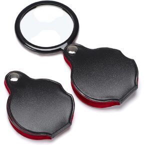 TEOYALL 10X Small Magnifying Glass, 2 PCS Mini Pocket Magnifier Folding Magnify Glass with Rotating Protective Holster