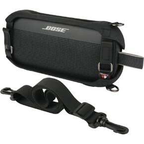 TXEsign EVA Carrying Case for Bose SoundLink Flex Bluetooth Speaker, Travel Protective Shoulder Strap Skin Case Speaker Cover for Bose SoundLink Flex Accessories(Black)