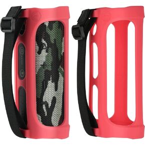 TXEsign Silicone Case for JBL Flip 4 Waterproof Portable Bluetooth Speaker (Black with Shoulder Strap)