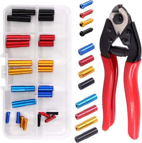 Swpeet 25Pcs Heavy Duty Cable Cutter and Alloy Cable End Crimps Brake Cable Tips with 4mm Derailleur End Caps and 5mm Bicycle Bike Brake Cable Tips Caps Assortment Kit for All Kinds of Bicycles in Saudi Arabia