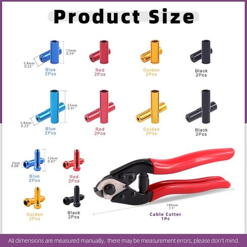 Swpeet 25Pcs Heavy Duty Cable Cutter and Alloy Cable End Crimps Brake Cable Tips with 4mm Derailleur End Caps and 5mm Bicycle Bike Brake Cable Tips Caps Assortment Kit for All Kinds of Bicycles in Saudi Arabia