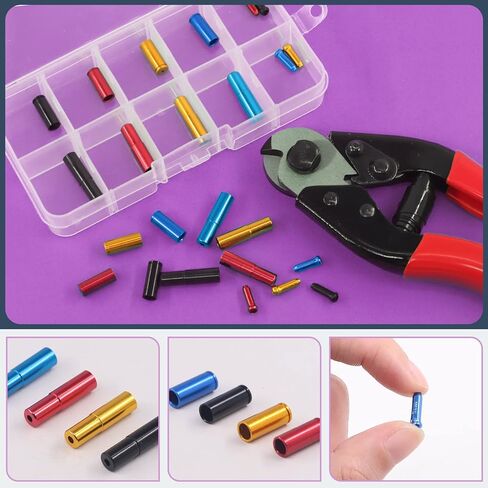 Swpeet 25Pcs Heavy Duty Cable Cutter and Alloy Cable End Crimps Brake Cable Tips with 4mm Derailleur End Caps and 5mm Bicycle Bike Brake Cable Tips Caps Assortment Kit for All Kinds of Bicycles in Saudi Arabia