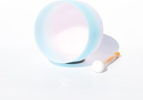 Frosted Heart Chakra Crystal Singing Bowl Free Mallet and O-ring For Sound Healing Meditation (Blue-Pink, 8 inches, G note) in Saudi Arabia