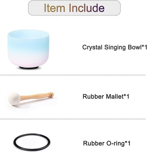 Frosted Heart Chakra Crystal Singing Bowl Free Mallet and O-ring For Sound Healing Meditation (Blue-Pink, 8 inches, G note) in Saudi Arabia
