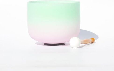 Frosted Heart Chakra Crystal Singing Bowl Free Mallet and O-ring For Sound Healing Meditation (Blue-Pink, 8 inches, G note) in Saudi Arabia